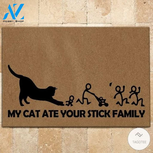 My Cat Ate Your Stick Family Doormat