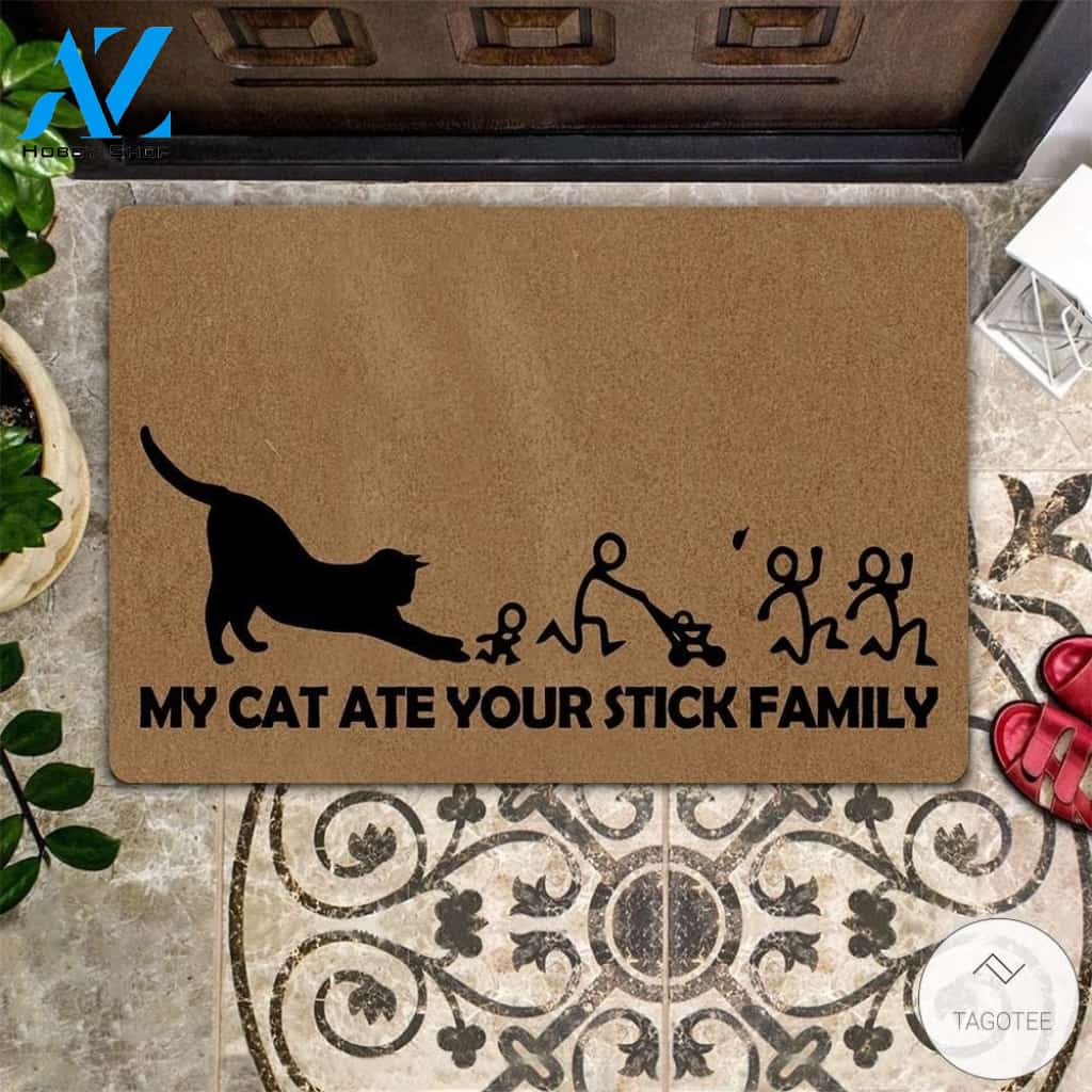 My Cat Ate Your Stick Family Doormat