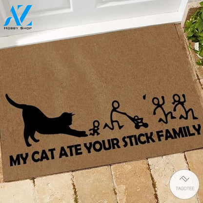 My Cat Ate Your Stick Family Doormat