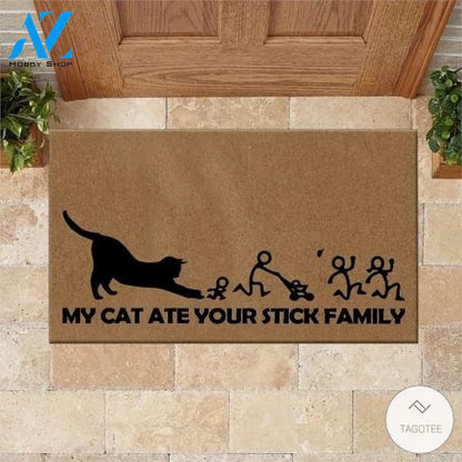 My Cat Ate Your Stick Family Doormat