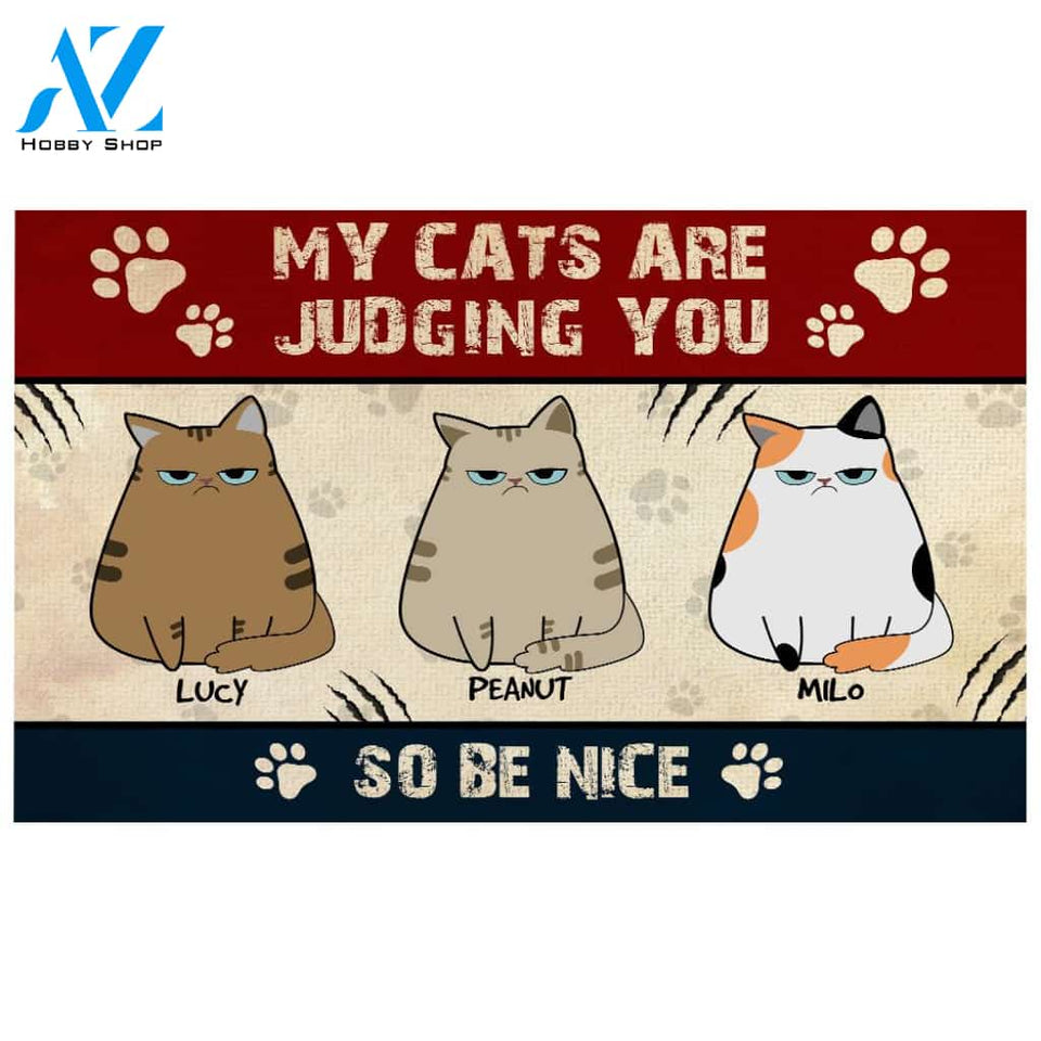 My Cat Is Judging You Personalized Doormat | Welcome Mat | House Warming Gift