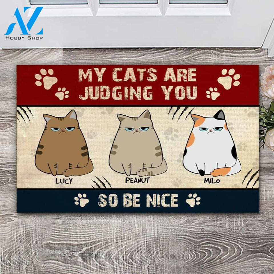 My Cat Is Judging You Personalized Doormat | Welcome Mat | House Warming Gift