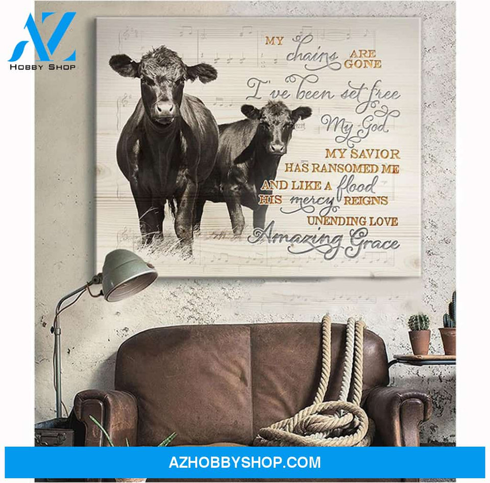 My chains are gone Cow Canvas Wall Art, Wall Decor Visual Art