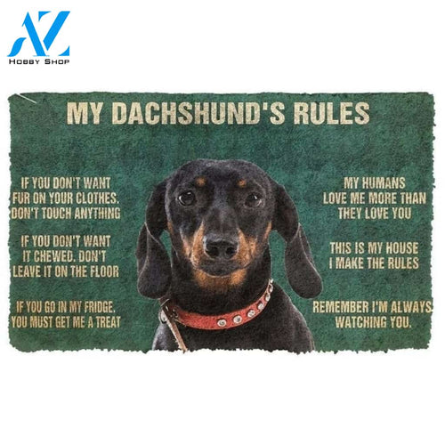 My Dachshund's Rules Doormat Welcome Mat Housewarming Gift Home Decor Funny Doormat Gift For Dog Lovers