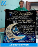 My Daughter Butterfly Moon Back Love Mom Blanket Fleece Blanket