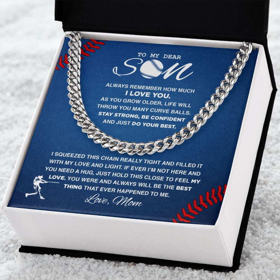 My Dear Baseball Son - Cuban Link Necklace, Cuban Link Chain
