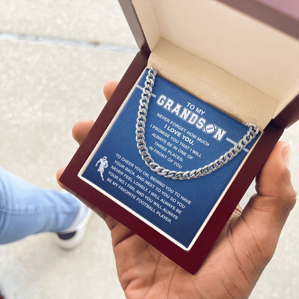 My Football Grandson - Cuban Link Necklace, Cuban Link Chain