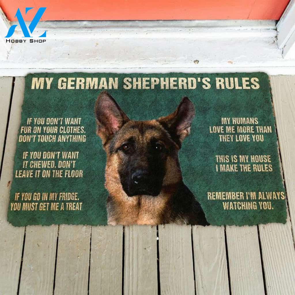 My German Shepherd's Rules Doormat Welcome Mat Housewarming Gift Home Decor Funny Doormat Gift For Dog Lovers