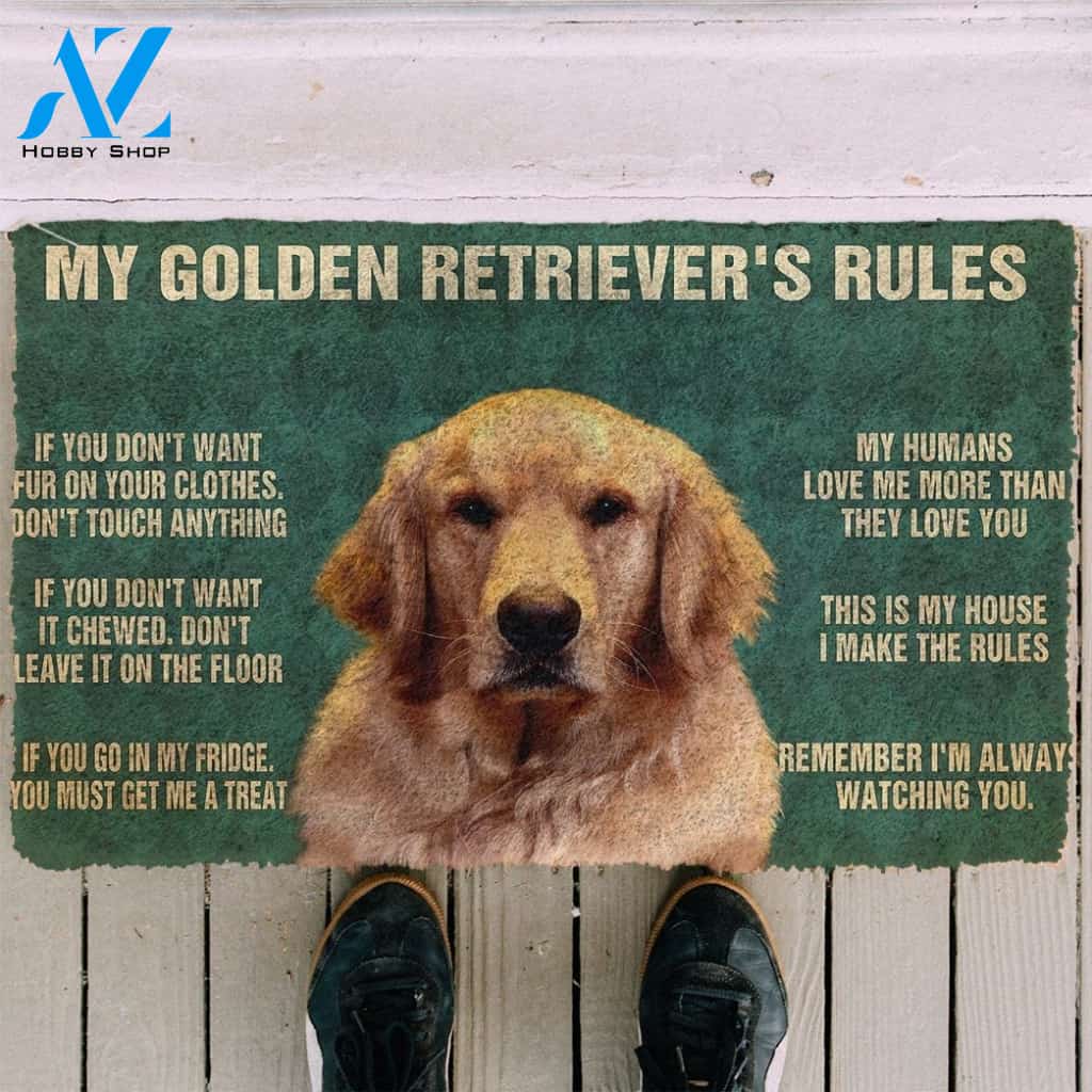 Gearhumans Gearhuman 3D My Golden Retriever's Rules Doormat