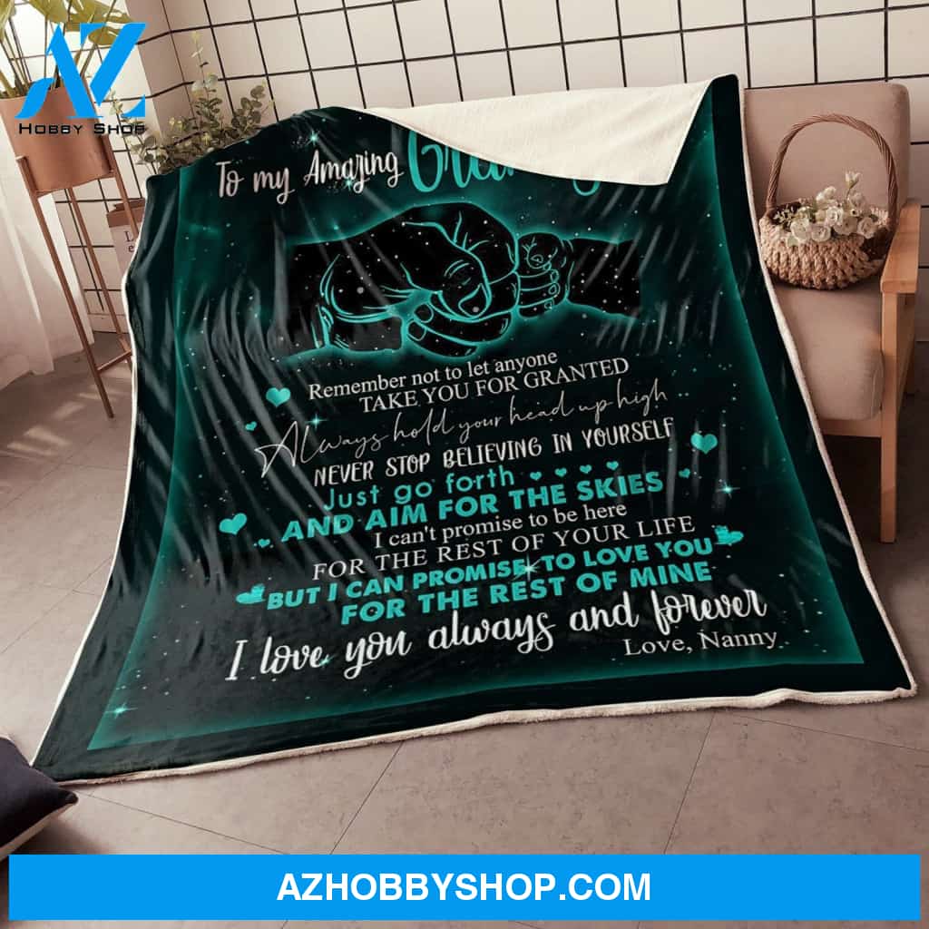 My Grandson Tiny Hand Go Forth And Aim For The Skies Gift From Nanny Fleece Blanket