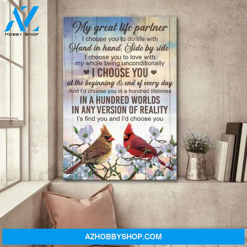 My great life partner - I choose you in a hundred worlds Couple Portrait Canvas Prints - Wall Art