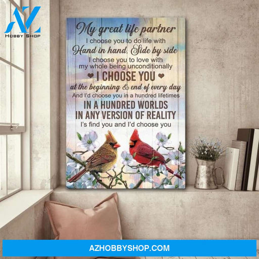 My great life partner - I choose you in a hundred worlds Couple Portrait Canvas Prints - Wall Art