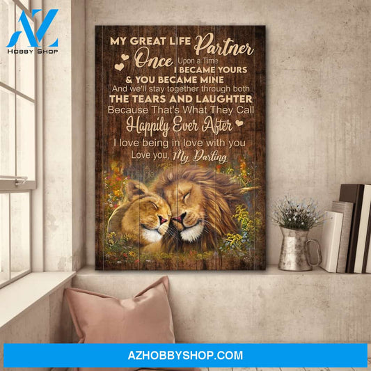 My great life partner - I love being in love with you Couple Portrait Canvas Prints - Wall Art