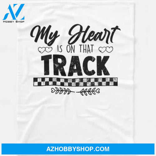 My Heart Is On That Track Drag Racing Race Car Dri Blanket