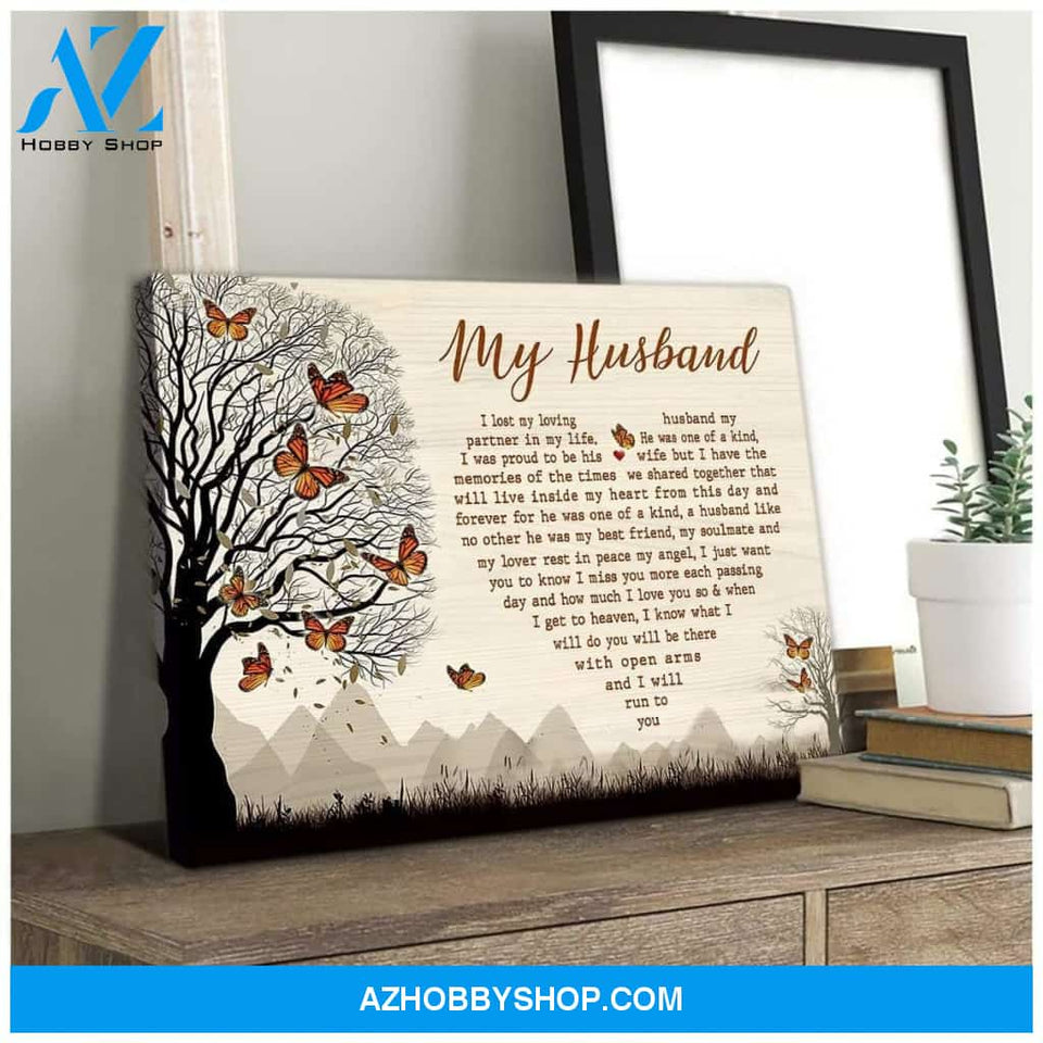 My Husband Butterfly Wall Art Canvas