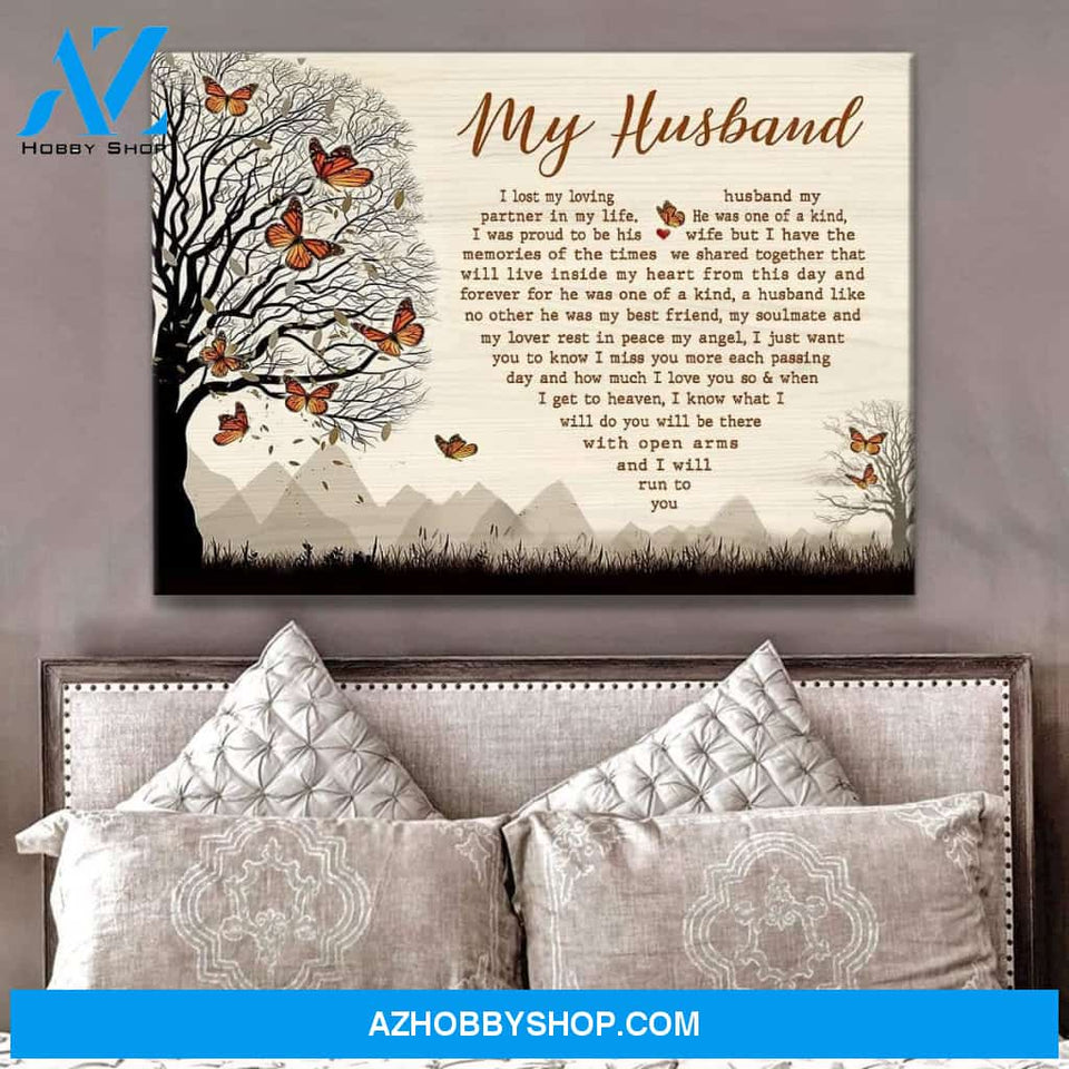 My Husband Butterfly Wall Art Canvas