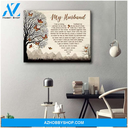 My Husband Butterfly Wall Art Canvas