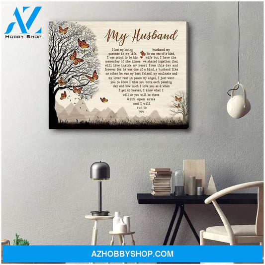 My Husband Butterfly Wall Art Canvas