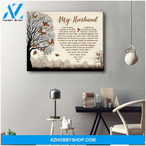 My Husband Butterfly Wall Art Canvas