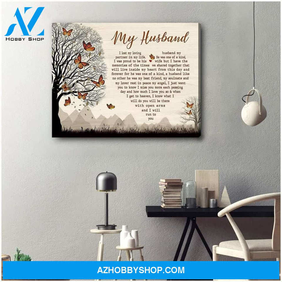 My Husband Butterfly Wall Art Canvas