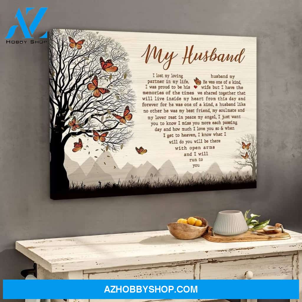 My Husband Butterfly Wall Art Canvas