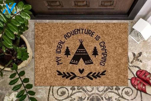 Personalized Name Family House My Ideal Adventure Is Camping Indoor And Outdoor Doormat Welcome Mat House Warming Gift Home Decor Funny Doormat Gift Idea