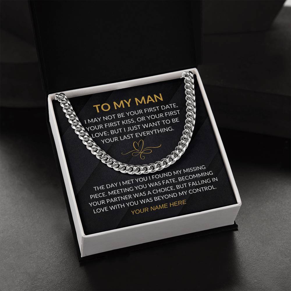My Man - Fate Heart - Cuban Chain Necklace for Men - Custom Signature