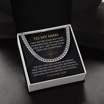 My Man - Fate Heart - Cuban Chain Necklace for Men - Custom Signature