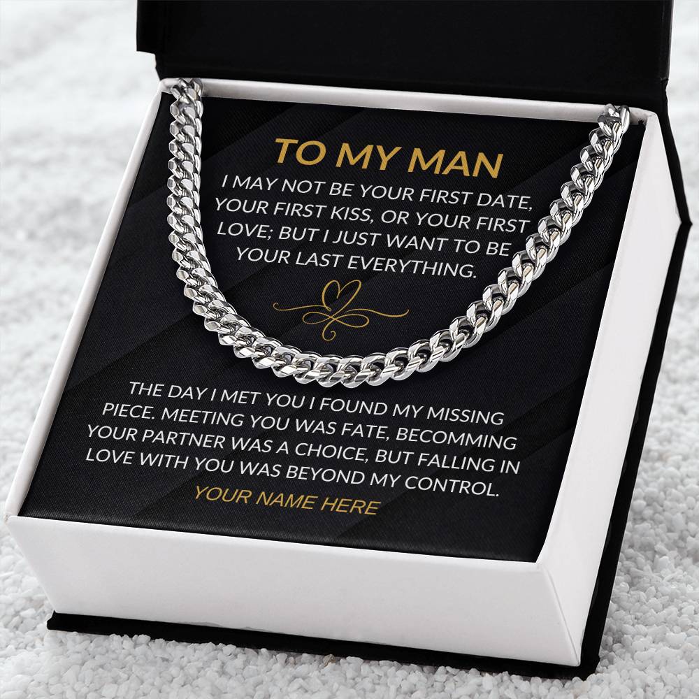 My Man - Fate Heart - Cuban Chain Necklace for Men - Custom Signature