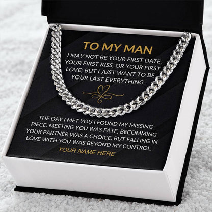 My Man - Fate Heart - Cuban Chain Necklace for Men - Custom Signature