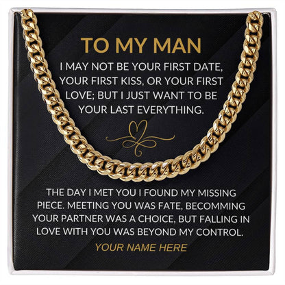 My Man - Fate Heart - Cuban Chain Necklace for Men - Custom Signature