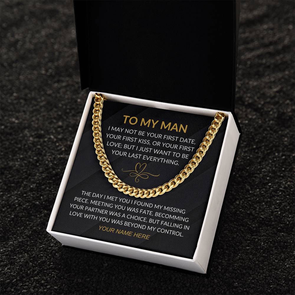 My Man - Fate Heart - Cuban Chain Necklace for Men - Custom Signature