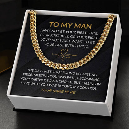 My Man - Fate Heart - Cuban Chain Necklace for Men - Custom Signature