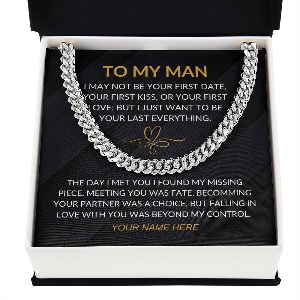 My Man - Fate Heart - Cuban Chain Necklace for Men - Custom Signature