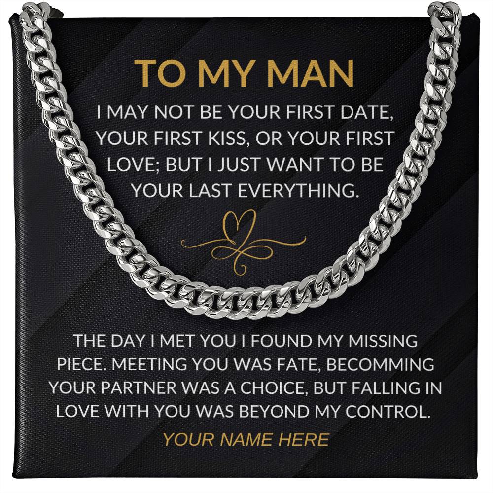 My Man - Fate Heart - Cuban Chain Necklace for Men - Custom Signature
