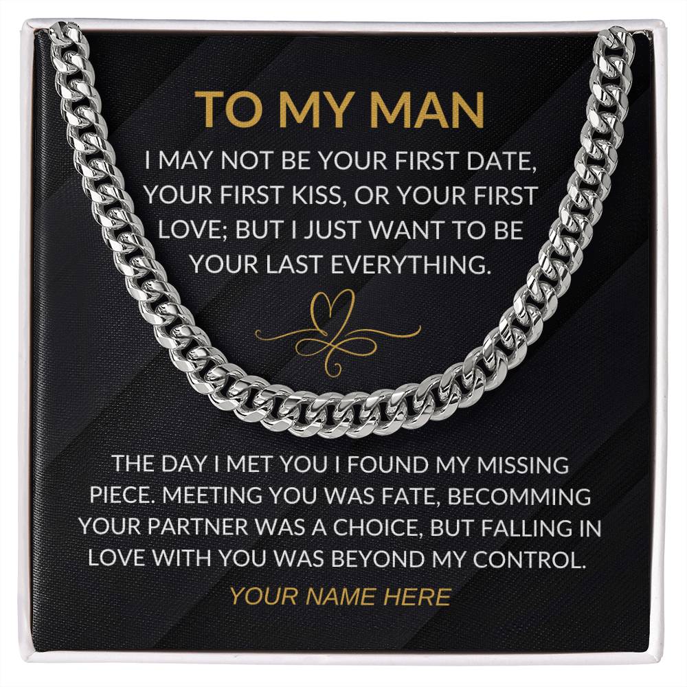 My Man - Fate Heart - Cuban Chain Necklace for Men - Custom Signature