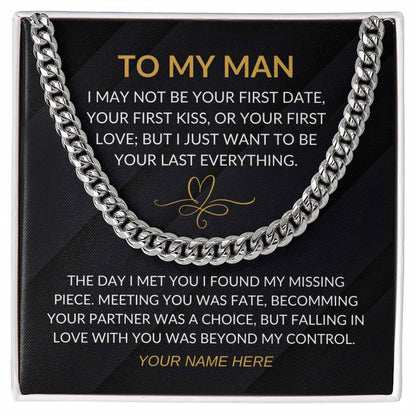 My Man - Fate Heart - Cuban Chain Necklace for Men - Custom Signature