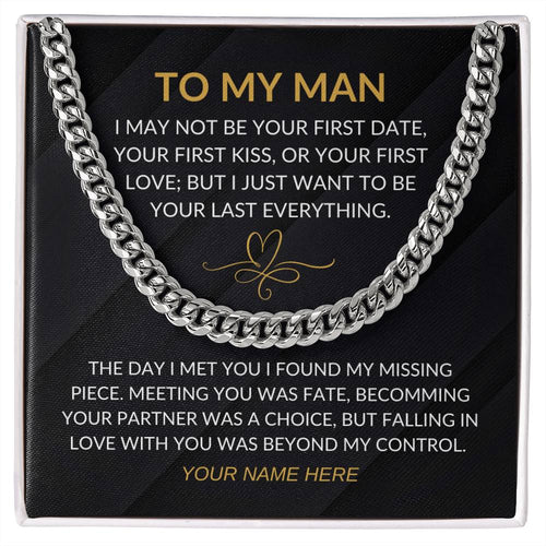 My Man - Fate Heart - Cuban Chain Necklace for Men - Custom Signature