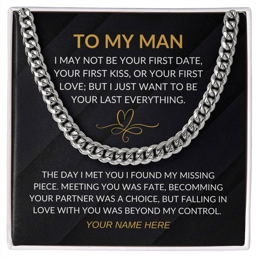 My Man - Fate Heart - Cuban Chain Necklace for Men - Custom Signature
