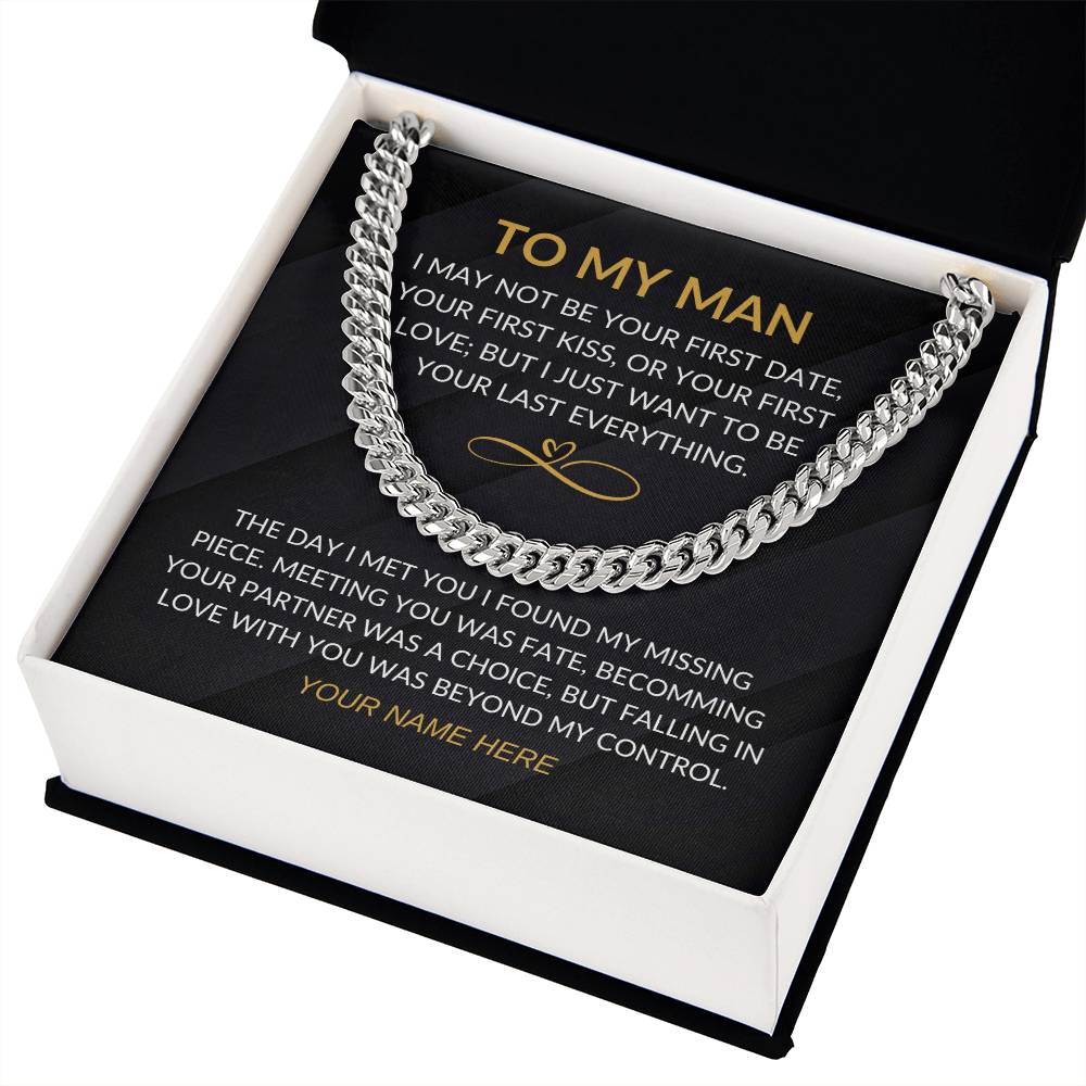 My Man - Infinity Heart - Cuban Chain Necklace with Custom Signature