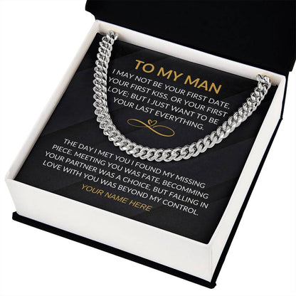 My Man - Infinity Heart - Cuban Chain Necklace with Custom Signature