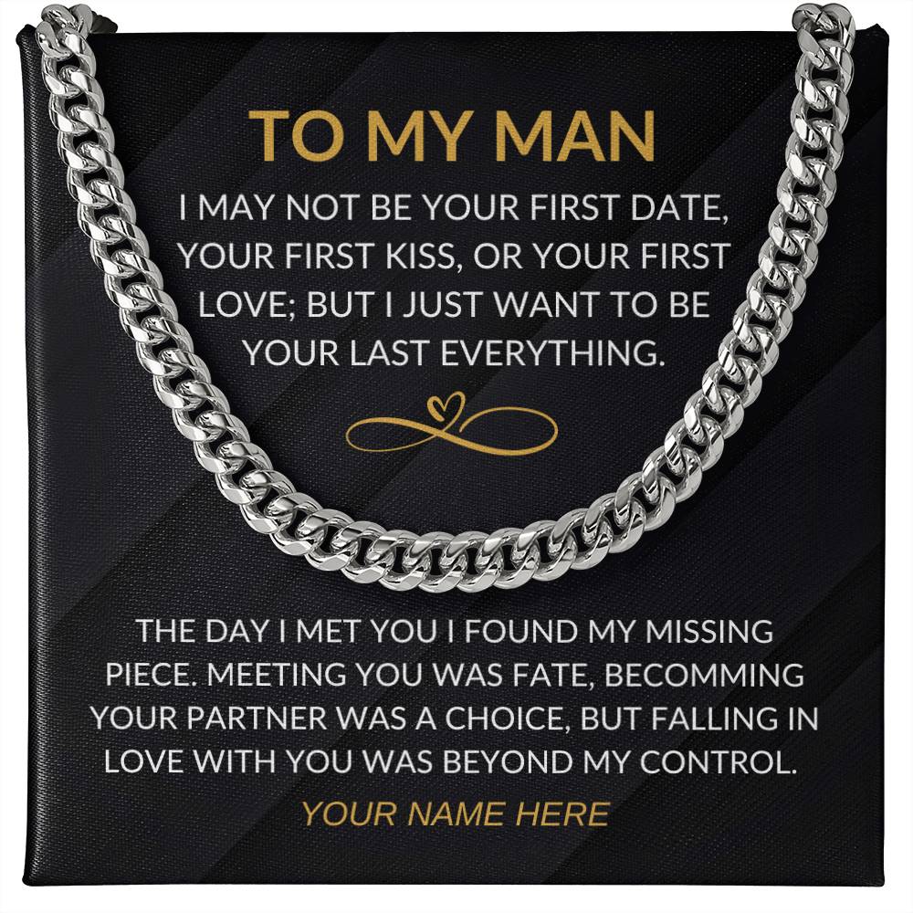 My Man - Infinity Heart - Cuban Chain Necklace with Custom Signature