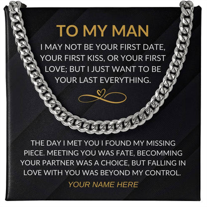My Man - Infinity Heart - Cuban Chain Necklace with Custom Signature