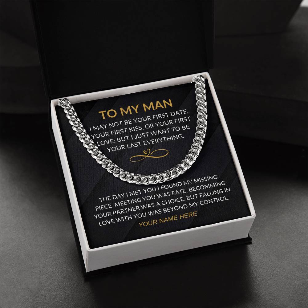 My Man - Infinity Heart - Cuban Chain Necklace with Custom Signature