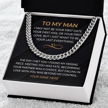 My Man - Infinity Heart - Cuban Chain Necklace with Custom Signature
