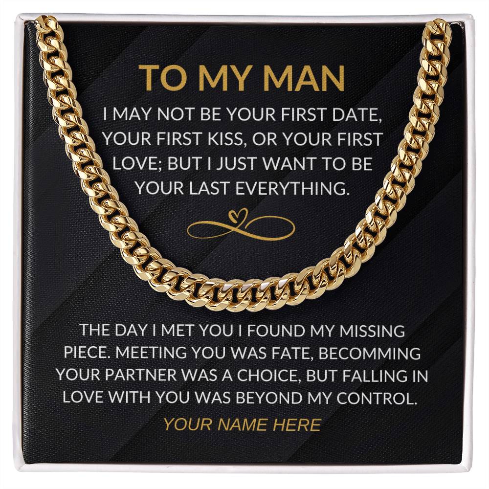 My Man - Infinity Heart - Cuban Chain Necklace with Custom Signature