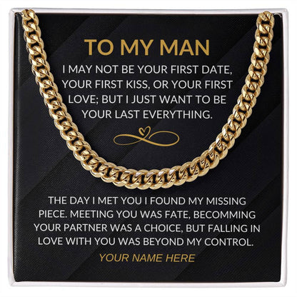 My Man - Infinity Heart - Cuban Chain Necklace with Custom Signature