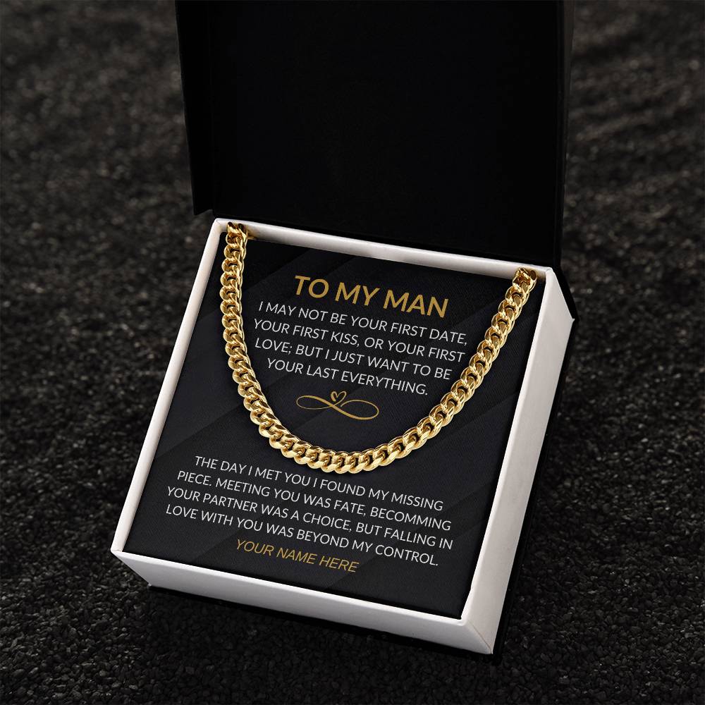 My Man - Infinity Heart - Cuban Chain Necklace with Custom Signature