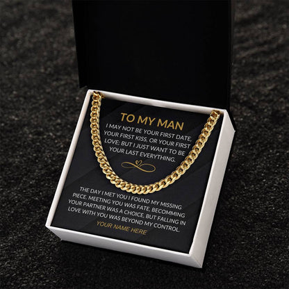 My Man - Infinity Heart - Cuban Chain Necklace with Custom Signature