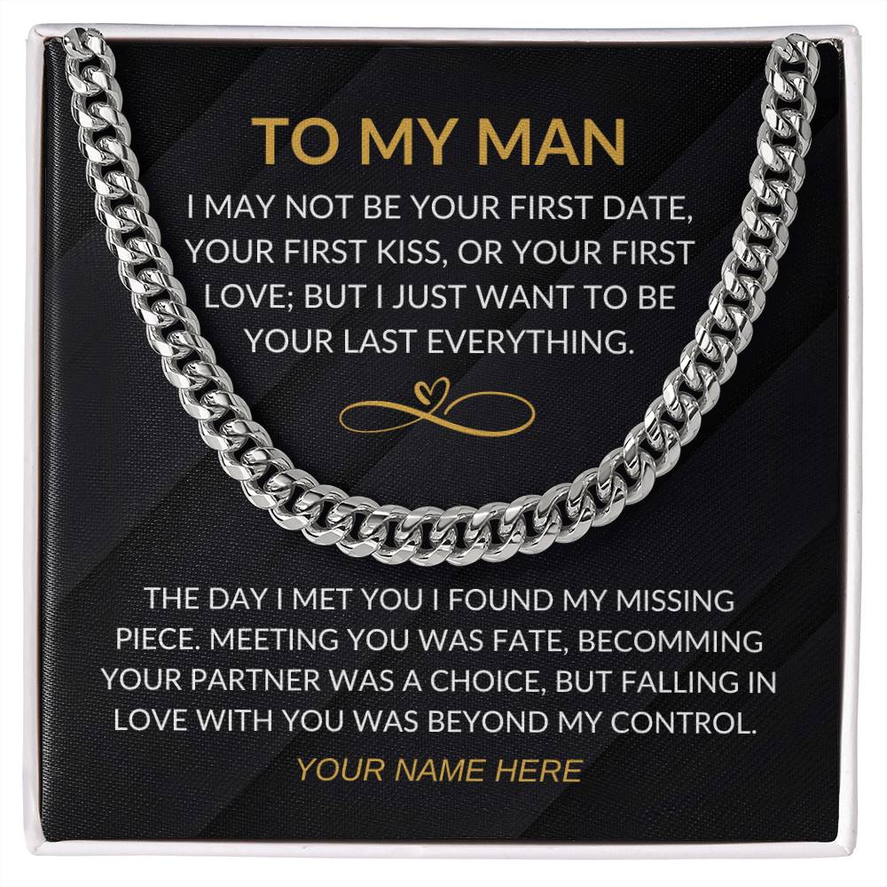 My Man - Infinity Heart - Cuban Chain Necklace with Custom Signature